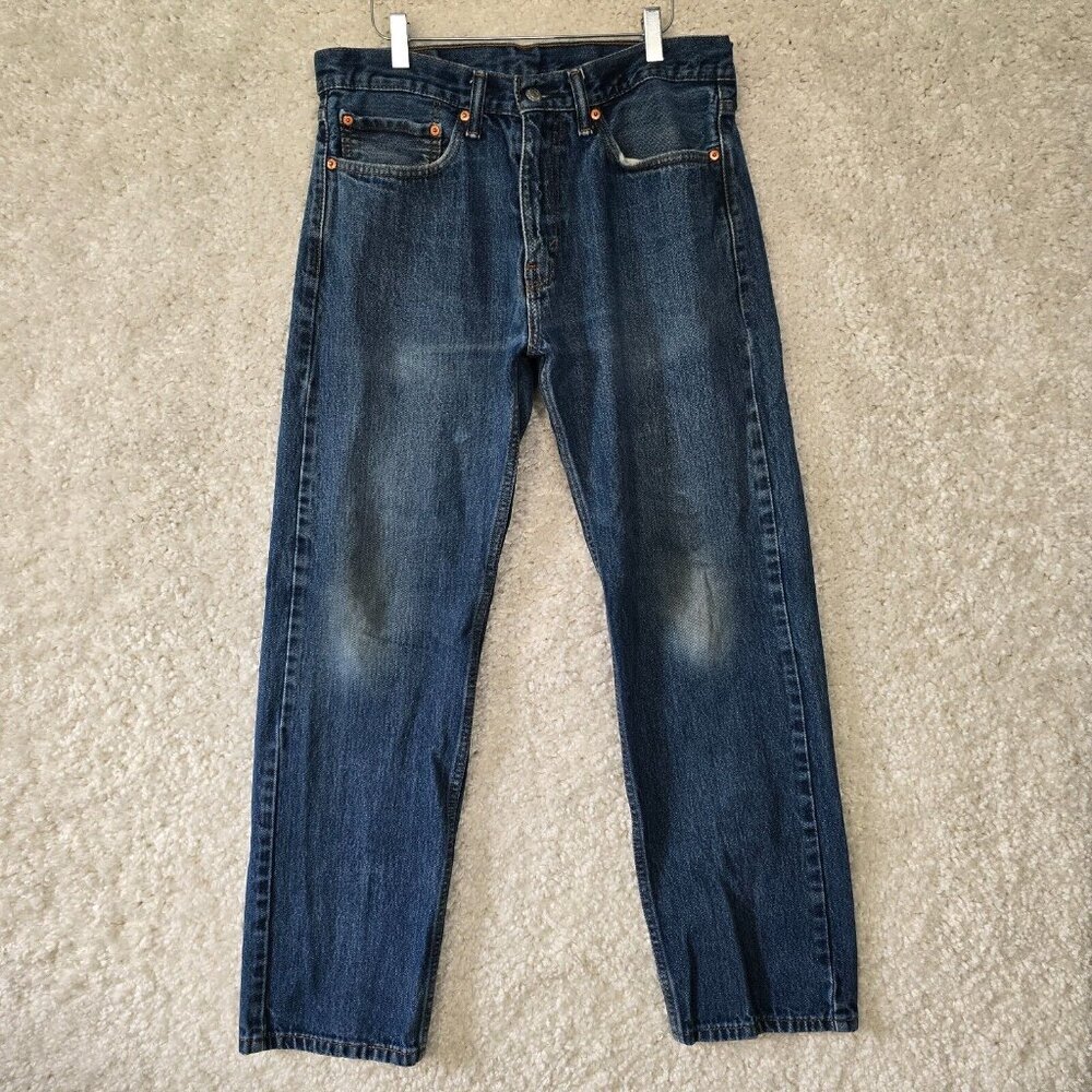 Levi’s 505 Mens Straight Fit Jeans Size 34x32 (fits‎ 32x30) Medium Wash Denim